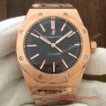 Replica Audemars Piguet Royal Oak Rose Gold Black Dial Watch 072930